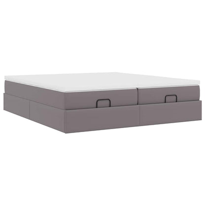 Ottoman bed met matrassen 180x200cm kunstleer grijs