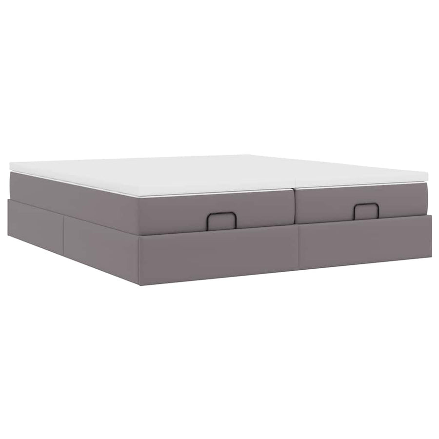 Ottoman bed met matrassen 180x200cm kunstleer grijs