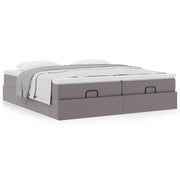 Ottoman bed with mattresses 180x200cm faux leather grey
