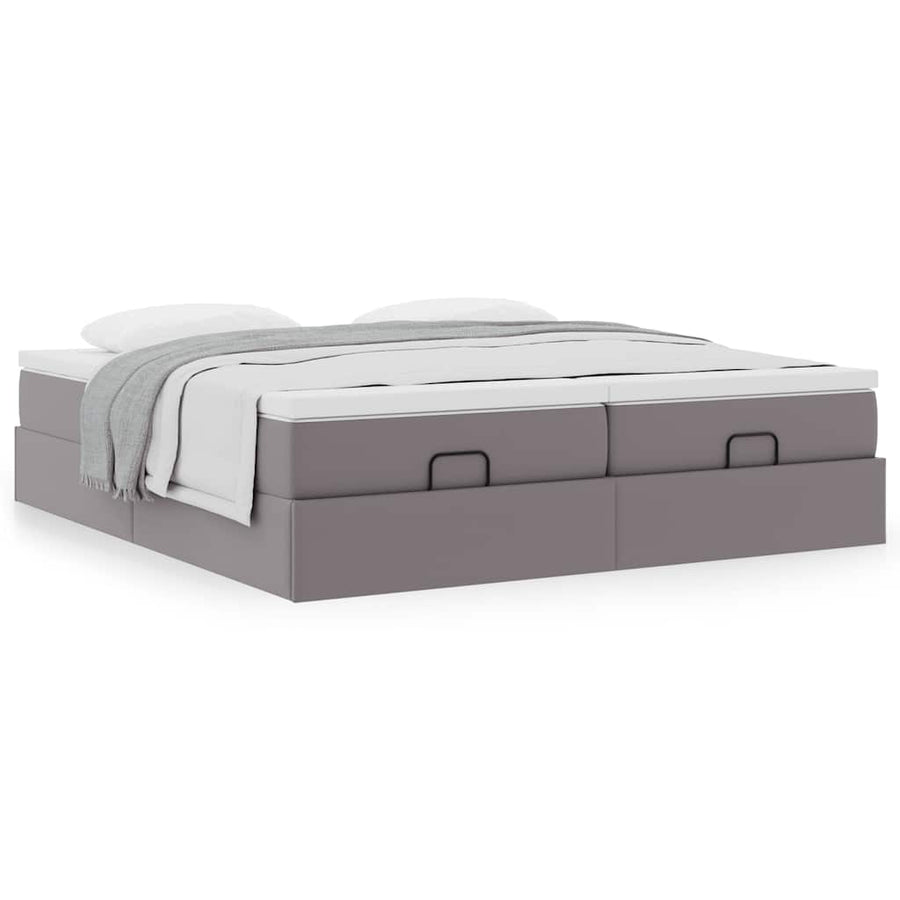 Ottoman bed met matrassen 180x200cm kunstleer grijs