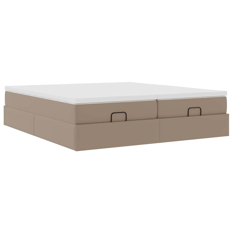 Ottoman bed met matrassen 180x200cm kunstleer cappuccinokleurig