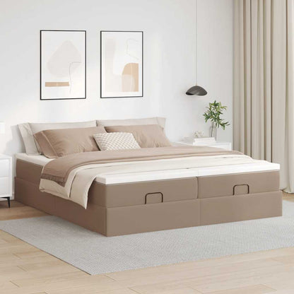 Ottoman bed met matrassen 180x200cm kunstleer cappuccinokleurig