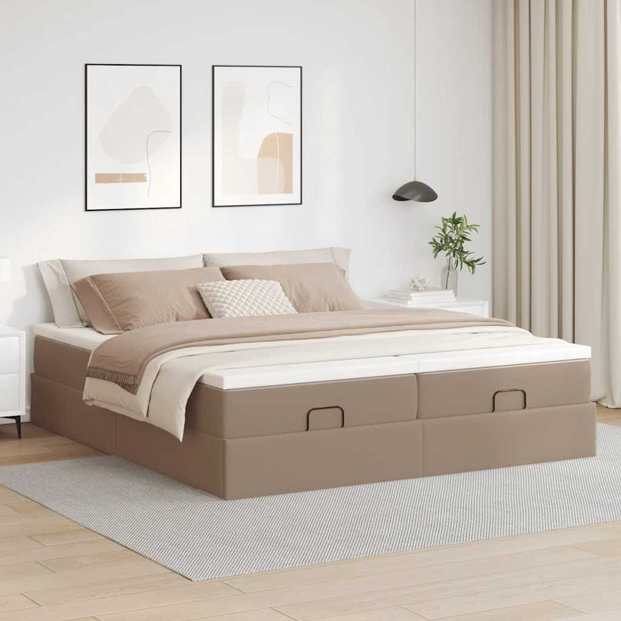 Ottoman bed met matrassen 180x200cm kunstleer cappuccinokleurig