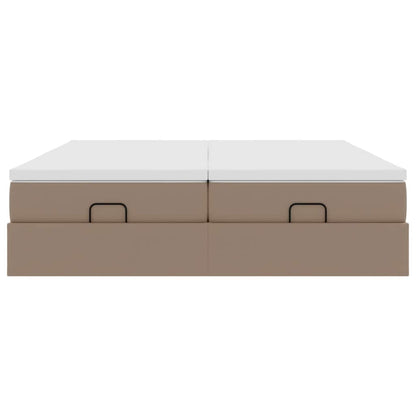 Ottoman bed met matrassen 180x200cm kunstleer cappuccinokleurig