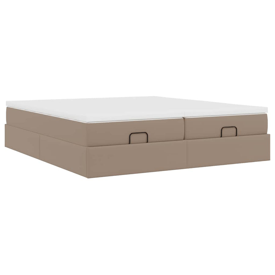 Ottoman bed met matrassen 180x200cm kunstleer cappuccinokleurig