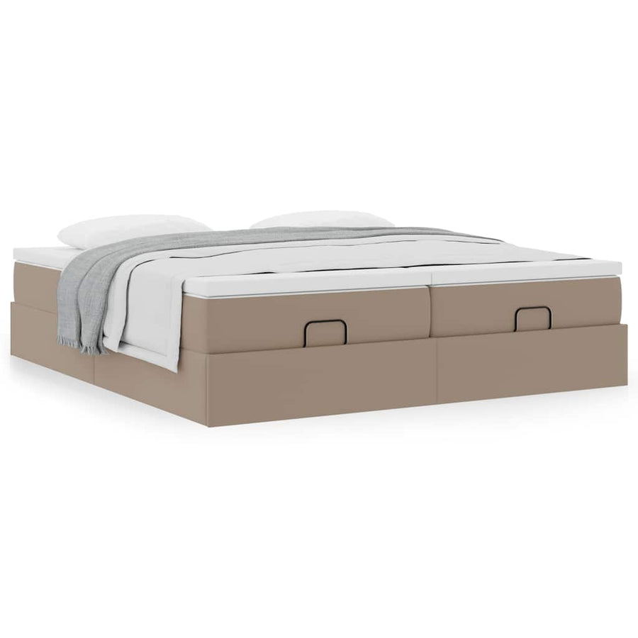 Ottoman bed met matrassen 180x200cm kunstleer cappuccinokleurig