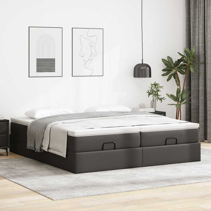 Ottoman bed met matrassen 200x200cm kunstleer zwart