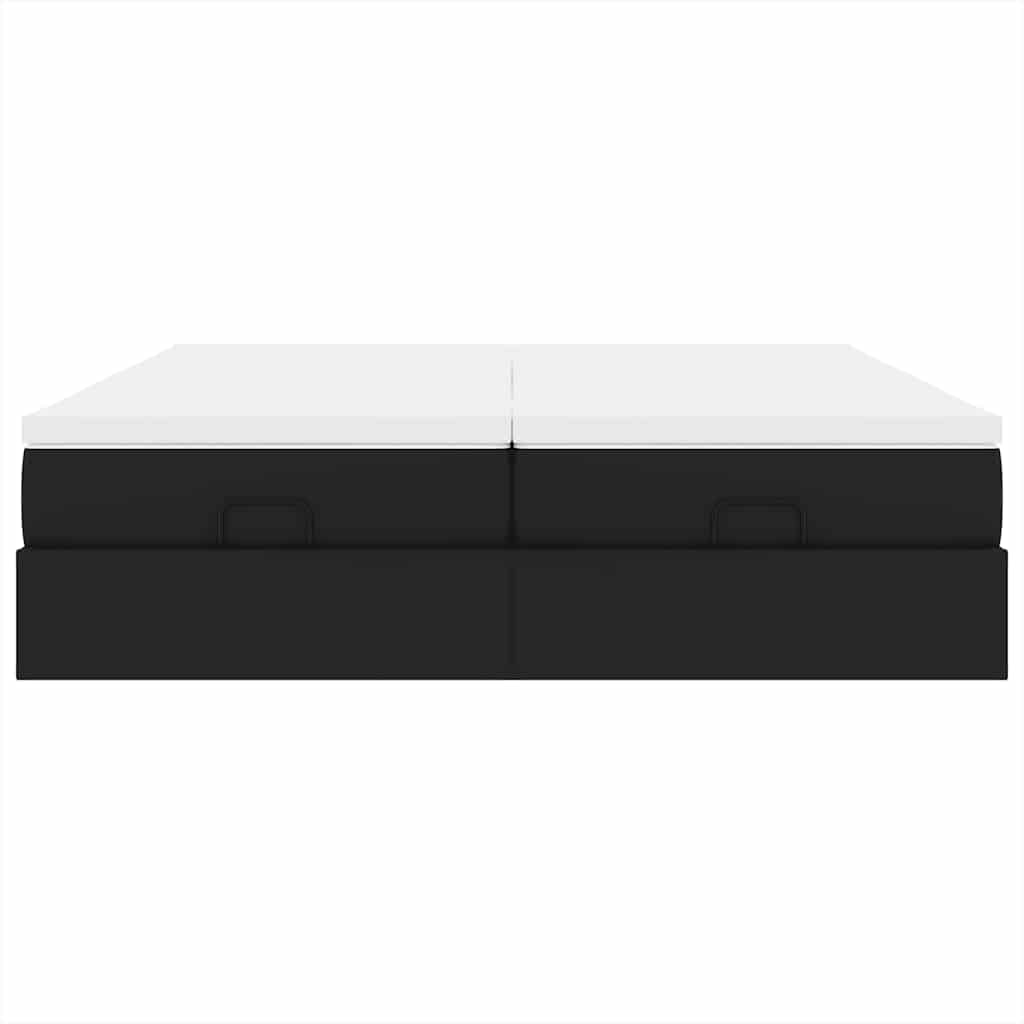 Ottoman bed met matrassen 200x200cm kunstleer zwart