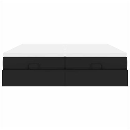 Ottoman bed met matrassen 200x200cm kunstleer zwart