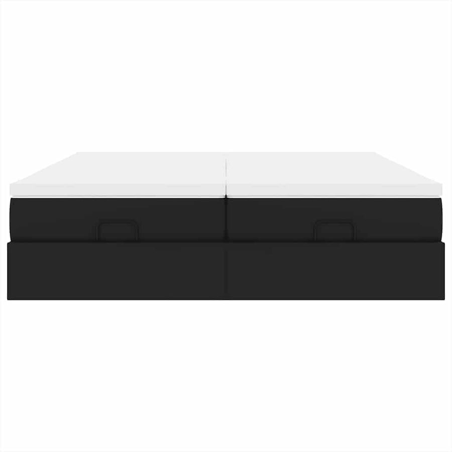 Ottoman bed met matrassen 200x200cm kunstleer zwart