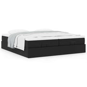 Ottoman bed with mattresses 200x200cm faux leather black
