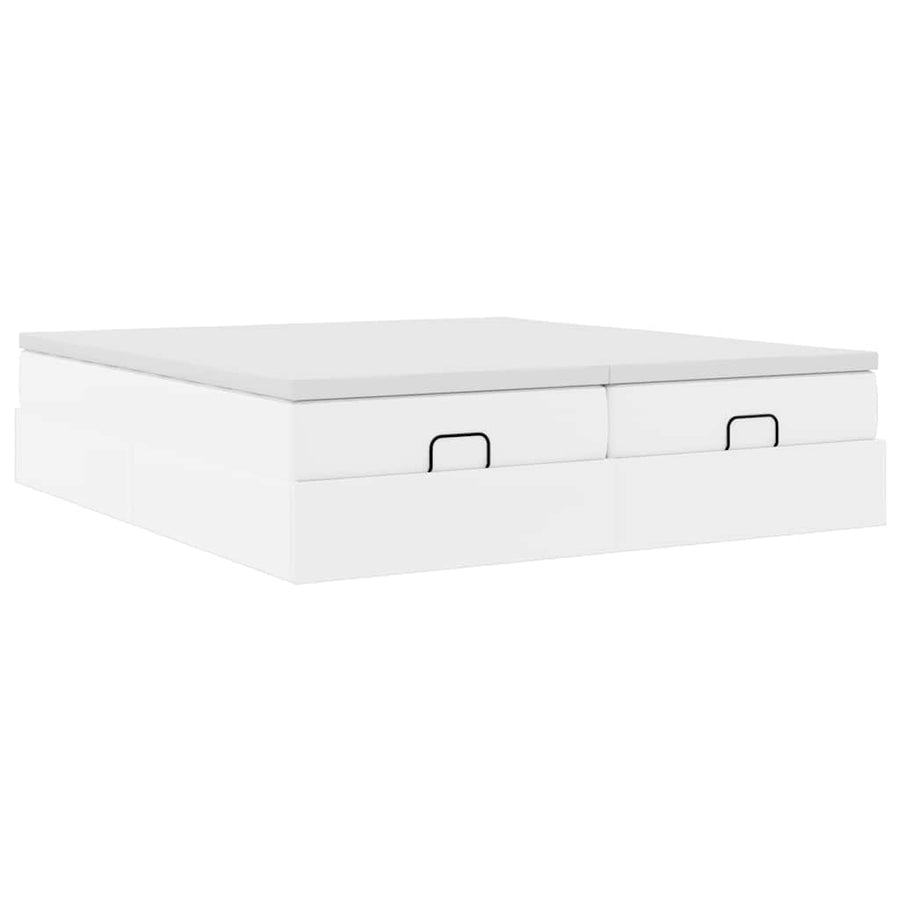 Ottoman bed met matrassen 200x200cm kunstleer wit