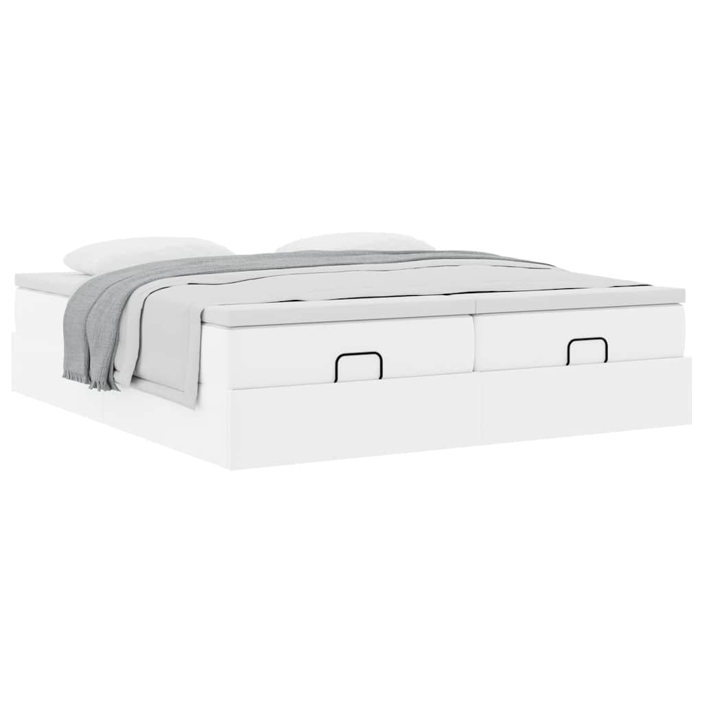 Ottoman bed met matrassen 200x200cm kunstleer wit