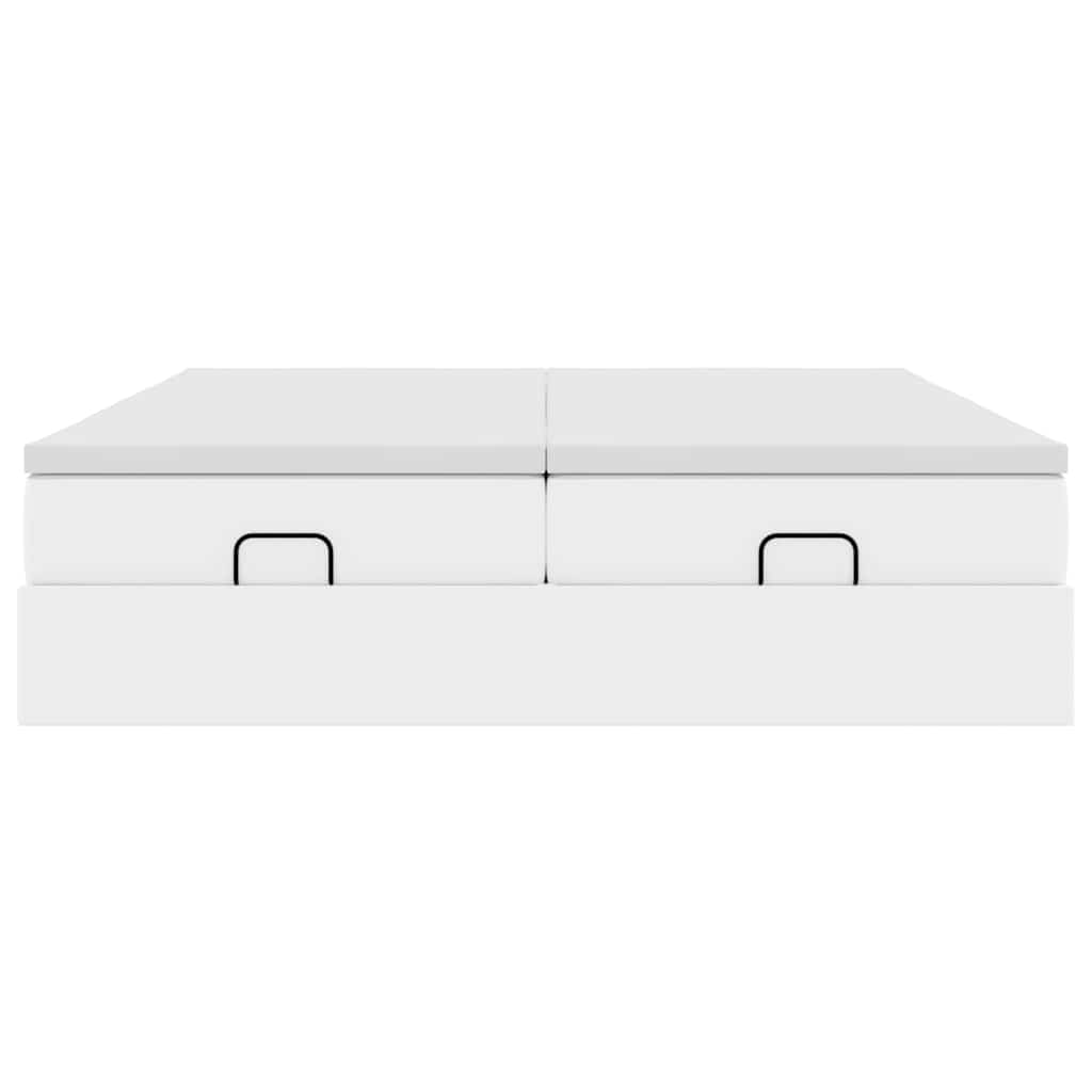 Ottoman bed met matrassen 200x200cm kunstleer wit