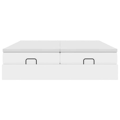Ottoman bed met matrassen 200x200cm kunstleer wit