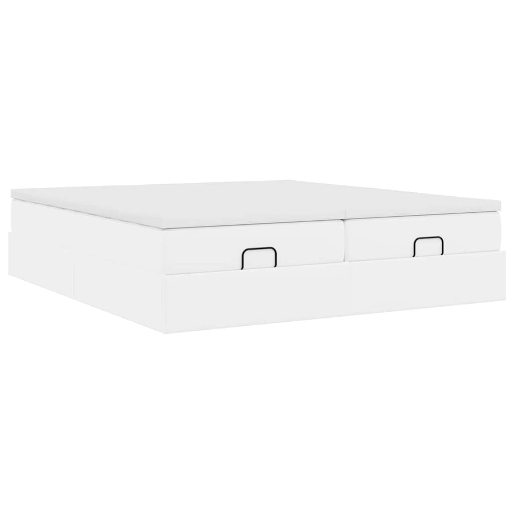 Ottoman bed met matrassen 200x200cm kunstleer wit