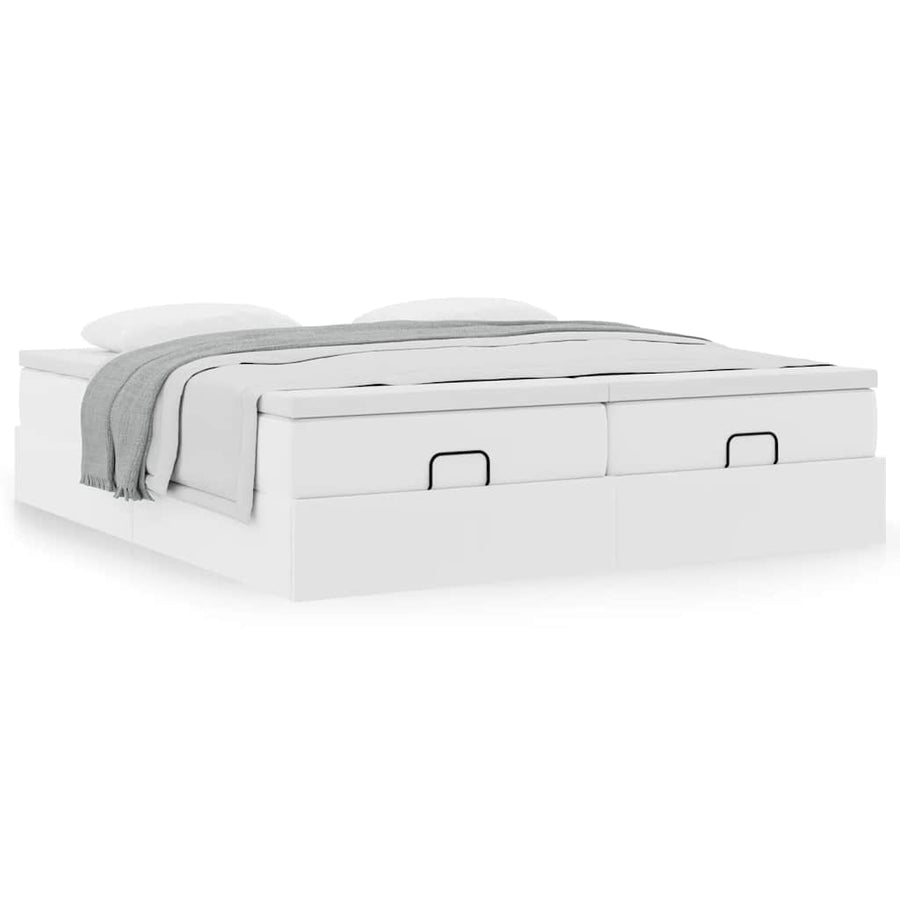 Ottoman bed met matrassen 200x200cm kunstleer wit