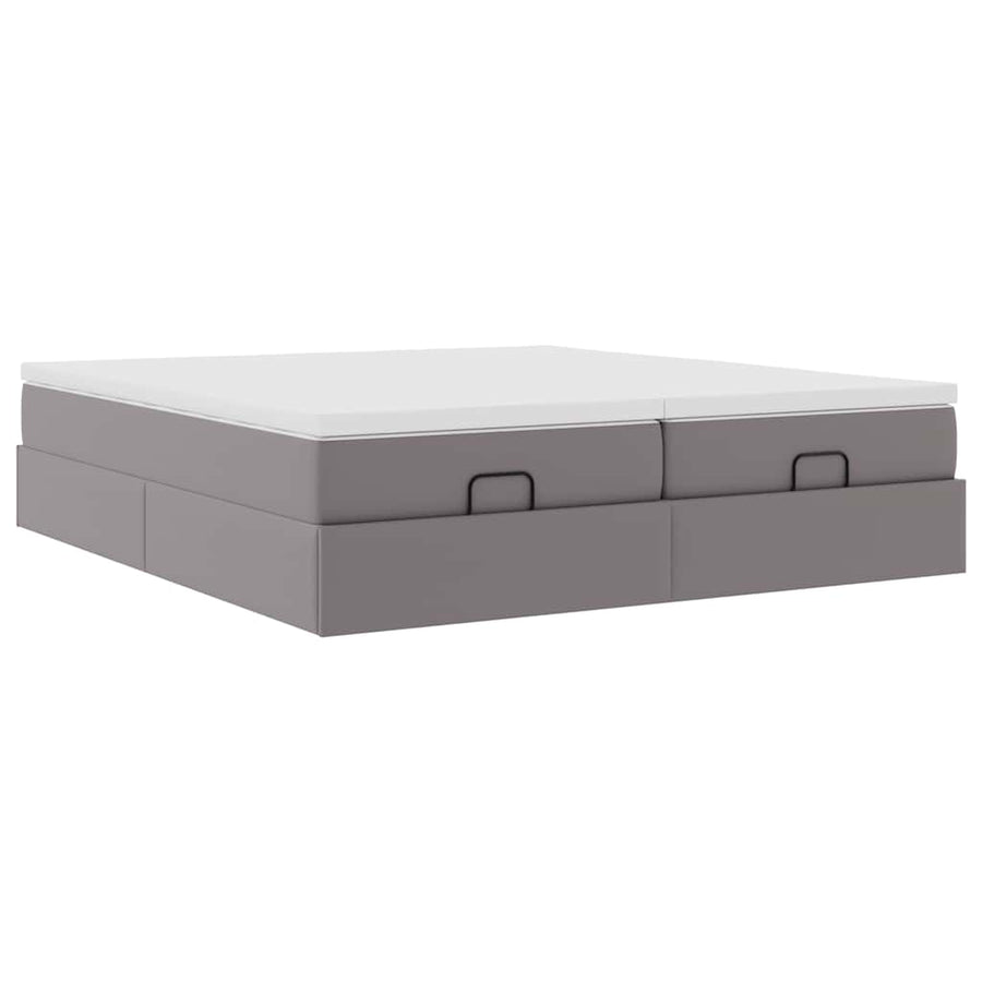 Ottoman bed met matrassen 200x200cm kunstleer grijs
