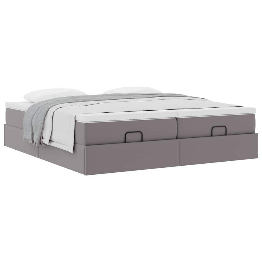 Ottoman bed met matrassen 200x200cm kunstleer grijs