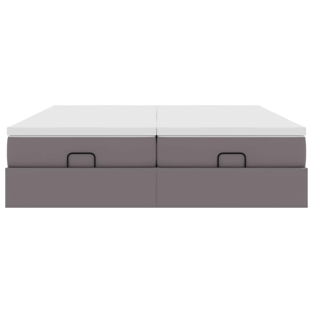Ottoman bed met matrassen 200x200cm kunstleer grijs