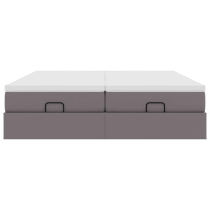 Ottoman bed met matrassen 200x200cm kunstleer grijs