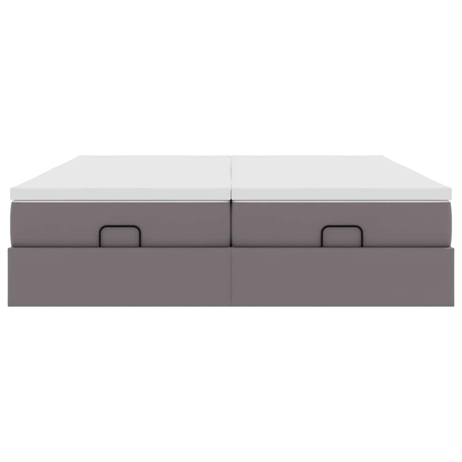 Ottoman bed met matrassen 200x200cm kunstleer grijs
