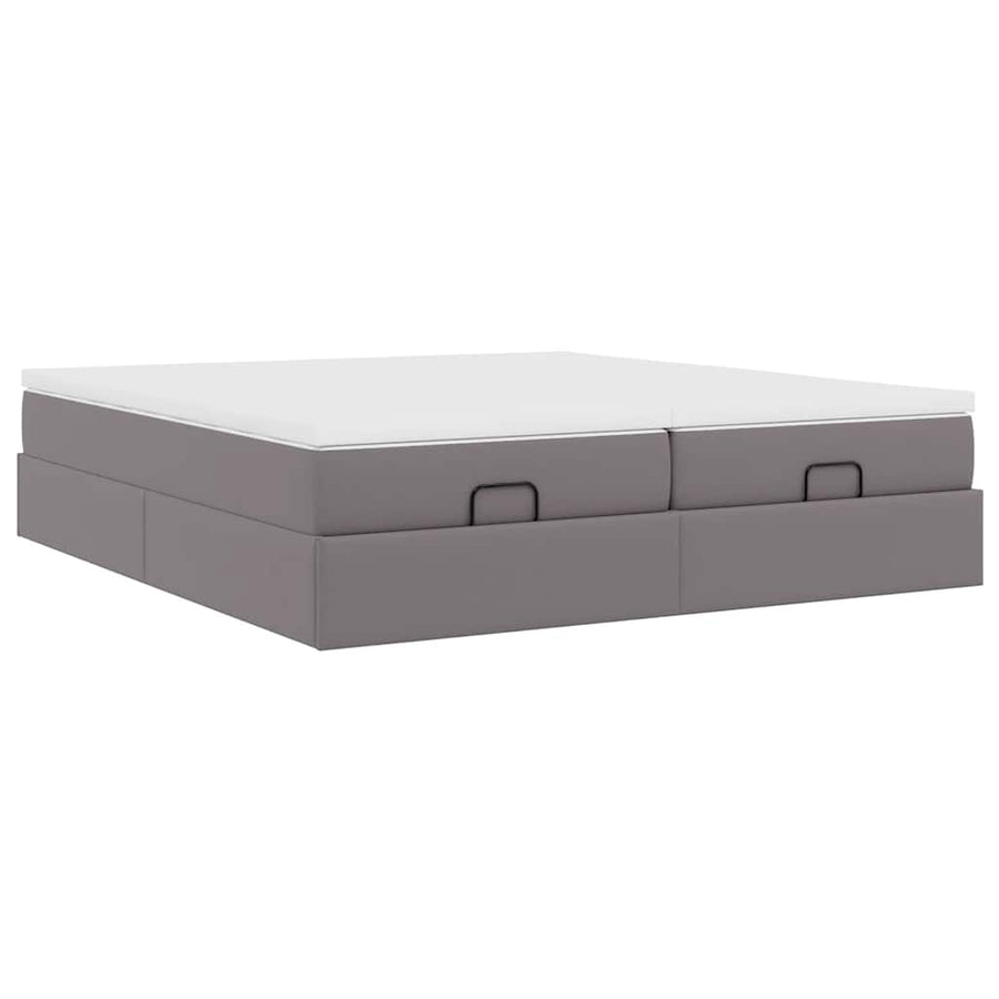 Ottoman bed met matrassen 200x200cm kunstleer grijs