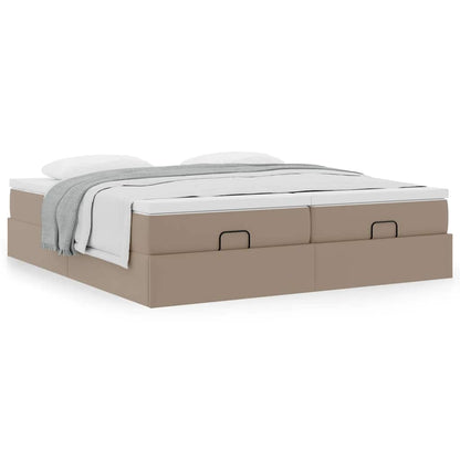 Ottoman bed met matrassen 200x200cm kunstleer cappuccinokleurig