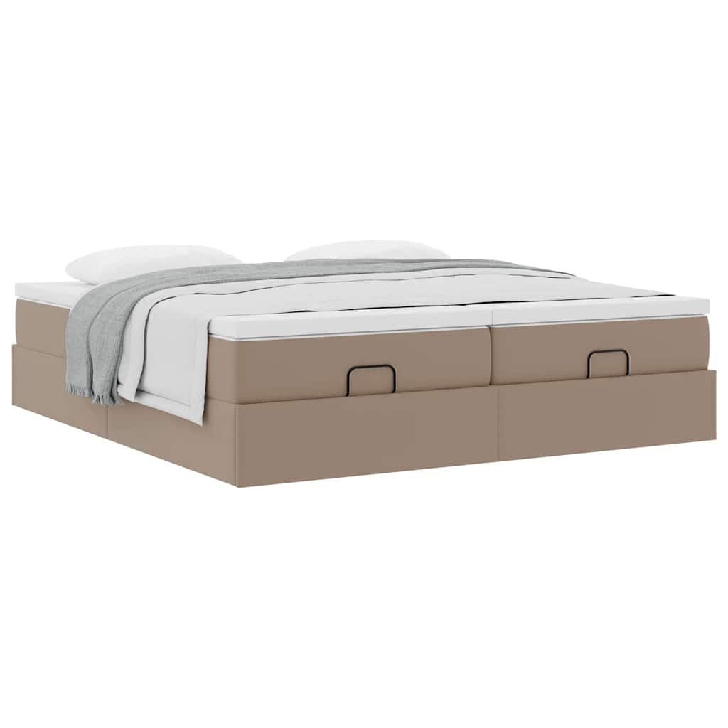 Ottoman bed met matrassen 200x200cm kunstleer cappuccinokleurig