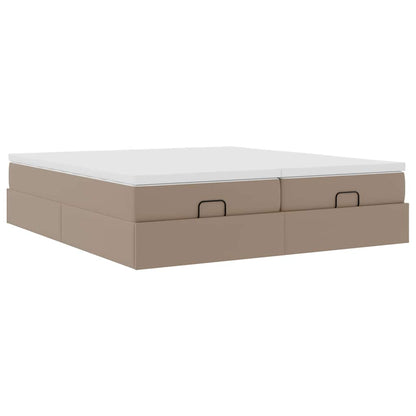 Ottoman bed met matrassen 200x200cm kunstleer cappuccinokleurig