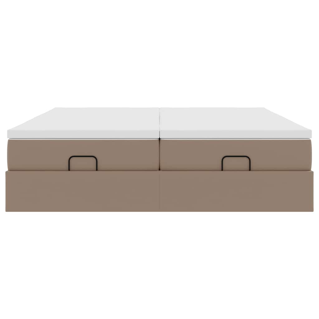 Ottoman bed met matrassen 200x200cm kunstleer cappuccinokleurig