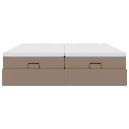 Ottoman bed met matrassen 200x200cm kunstleer cappuccinokleurig