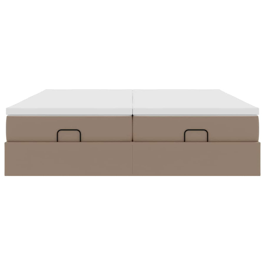 Ottoman bed met matrassen 200x200cm kunstleer cappuccinokleurig