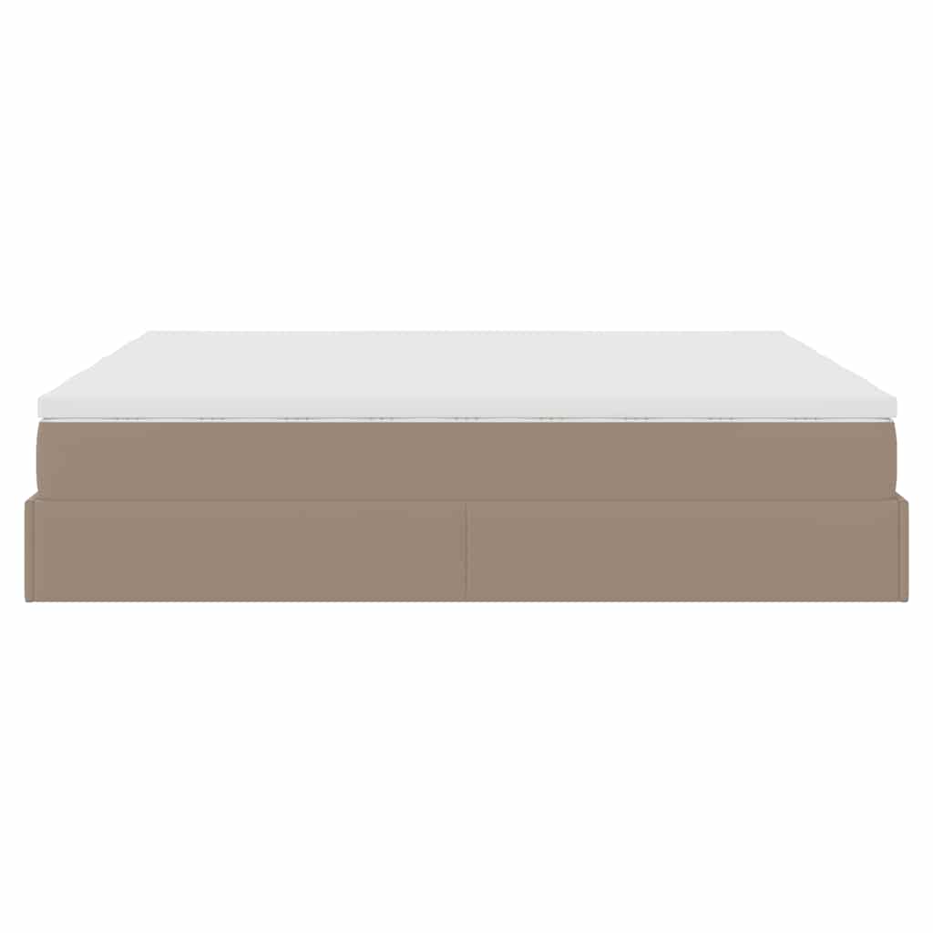 Ottoman bed met matrassen 200x200cm kunstleer cappuccinokleurig