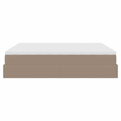 Ottoman bed met matrassen 200x200cm kunstleer cappuccinokleurig