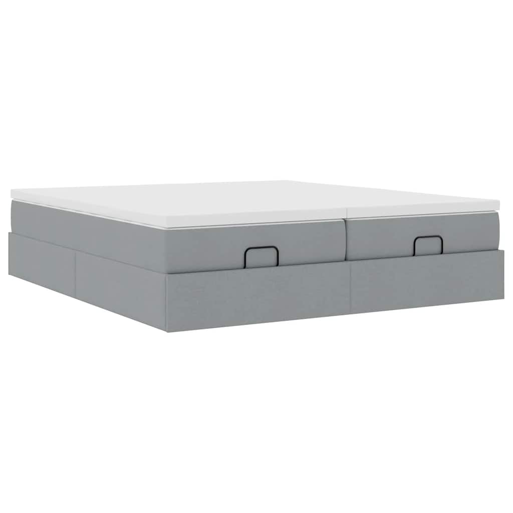 Ottoman bed met matrassen 160x200cm stof lichtgrijs