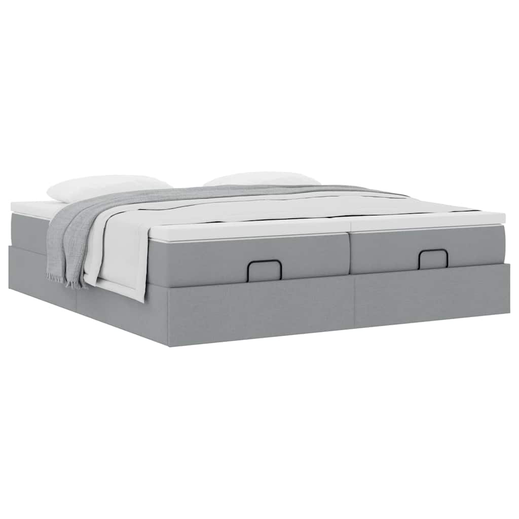 Ottoman bed met matrassen 160x200cm stof lichtgrijs