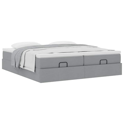 Ottoman bed met matrassen 160x200cm stof lichtgrijs