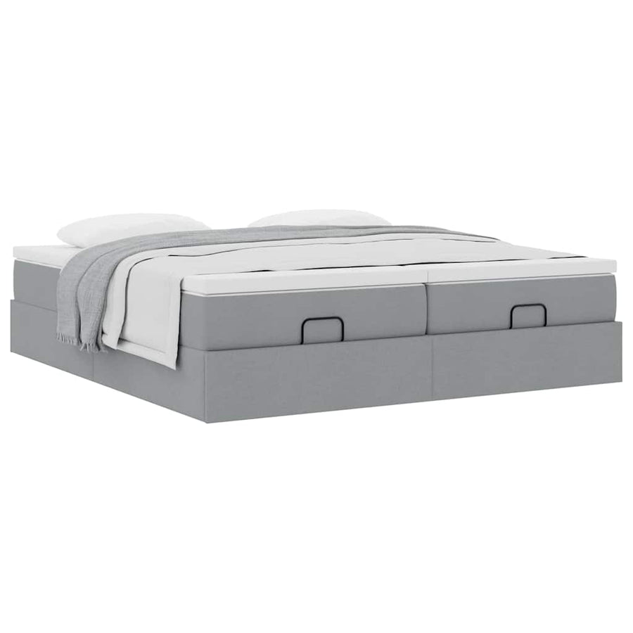 Ottoman bed met matrassen 160x200cm stof lichtgrijs