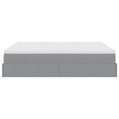 Ottoman bed met matrassen 160x200cm stof lichtgrijs