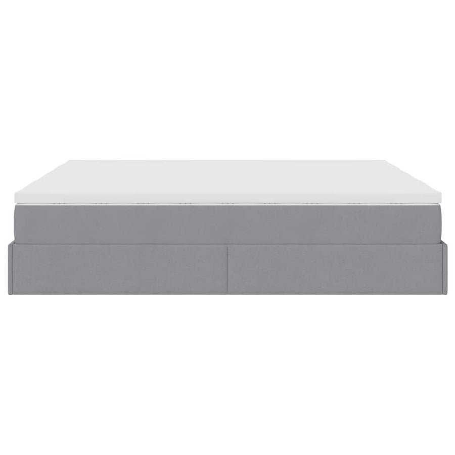 Ottoman bed met matrassen 160x200cm stof lichtgrijs