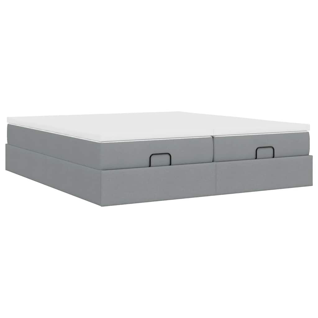 Ottoman bed met matrassen 160x200cm stof lichtgrijs