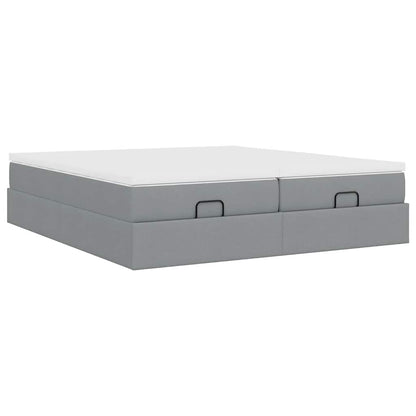 Ottoman bed met matrassen 160x200cm stof lichtgrijs