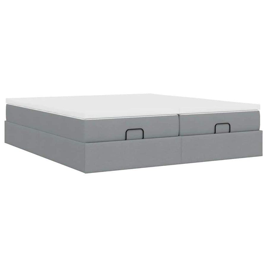 Ottoman bed met matrassen 160x200cm stof lichtgrijs