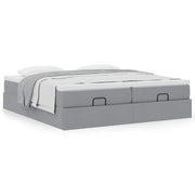 Ottoman bed 160x200 cm stof lichtgrijs met matrassen