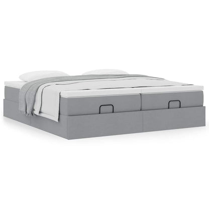 Ottoman bed met matrassen 160x200cm stof lichtgrijs