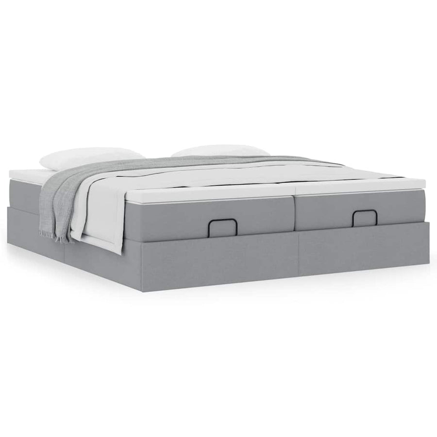Ottoman bed met matrassen 160x200cm stof lichtgrijs