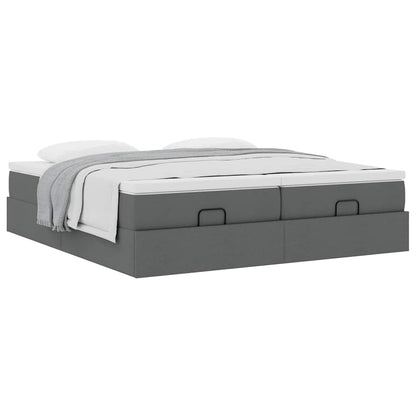 Ottoman bed met matrassen 160x200cm stof donkergrijs