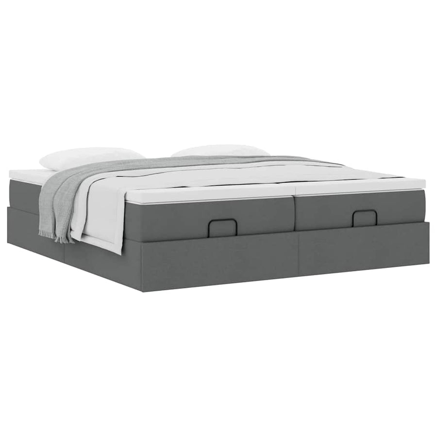 Ottoman bed met matrassen 160x200cm stof donkergrijs