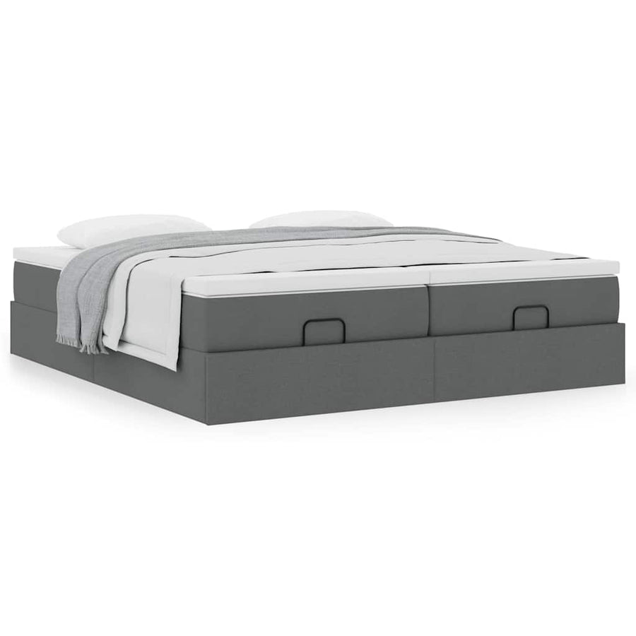 Ottoman bed met matrassen 160x200cm stof donkergrijs